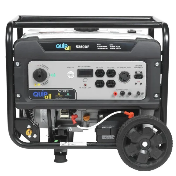 Quipall 5250DF Dual Fuel Portable Generator (Gas / Propane) 120/240V